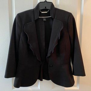 WHITE HOUSE BLACK MARKET - Black Cropped Ruffle Jacket Size 0